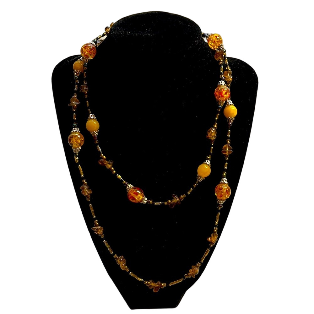 Earth tones glass bead necklace